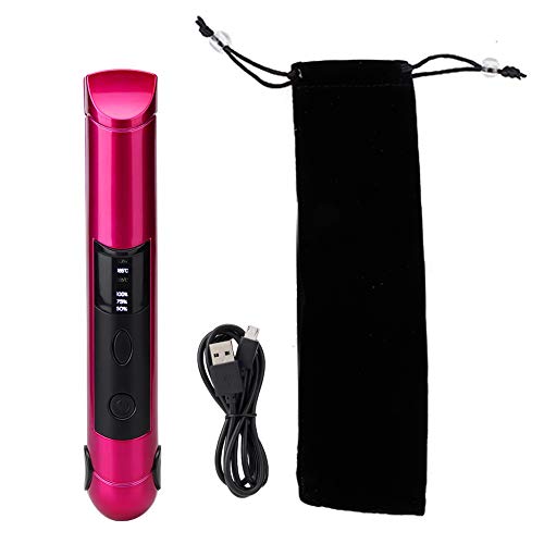Haarglätter, wiederaufladbarer USB-Multifunktions-Mini-Haarglätter Lockenwickler (Rose Red)