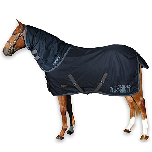 Horses, Pferdekoppeldecke Turnout 200 gr, mit Abnehmbarem, Wasserdichtem, Widerstandsfähigem Nackenschutz, mit Kreuzgurten, 145 cm