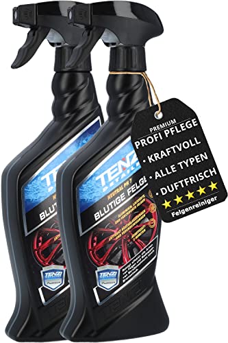2x TENZI Premium Spray Felgenreiniger Blutige Felge (600ml) Auto & Motorrad - kraftvolle, säurefreie Felgenpflege pH neutral mit Wirkindikator - Reiniger für Alufelgen, Stahlfelgen, Chrom, lackierte