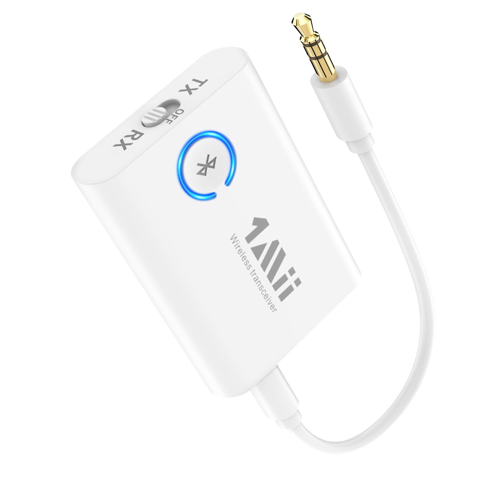 1Mii Bluetooth 5.3 Adapter für TV, 2-in-1-Bluetooth Sender Empfänger, aptX-Adaptive & HD Kabellos Audio Transmitter Receiver Klinke 3,5 für Kopfhörer Stereoanlage Flugzeug MP3, 15 Stunden Spielzeit