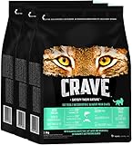 Crave Premium Trockenfutter mit Lachs & Weißfisch für Katzen – Getreidefreies Adult Katzenfutter mit hohem Proteingehalt –3 x 2,8 kg