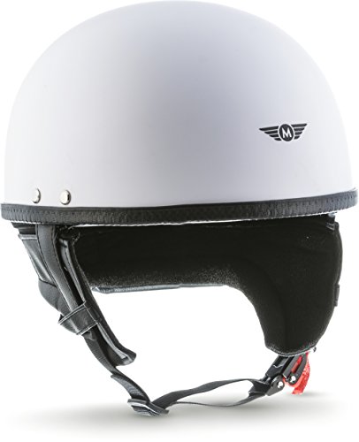 Moto Helmets® D22 "Matt White" · Brain-Cap · Halbschale Jet-Helm Motorrad-Helm Roller-Helm · Fiberglas Schnellverschluss SlimShell Tasche S (55-56cm)