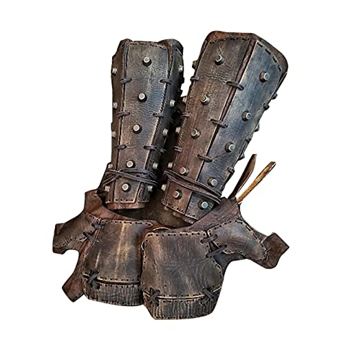 Yusheng Bogenschießen Armschutz 1 Paar Mittelalter Renaissance Gauntlet Hunter Arm Guard Armor Leder Armschiene Für Männer Schießen Handschuh, Brown