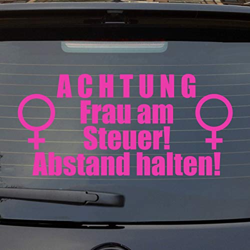 Hellweg Druckerei Achtung Frau am Steuer Abstand halten Auto Aufkleber Sticker Heckscheibenaufkleber