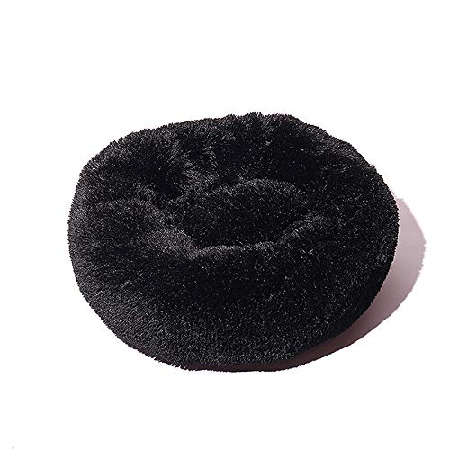 Fansu Hundebett rund Hundekissen Plüsch weichem Hundesofa rutschfest Base Katzenbett Donut Größe und Farbe wählbar (schwarz,120CM)