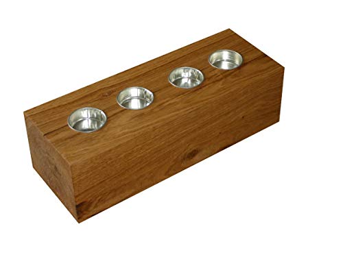 Die Gartenbeet-Kiste Teelichhalter Holz Eiche Massivholz Kerzenständer Teelicht Eichenholz 4er Herbstdeko
