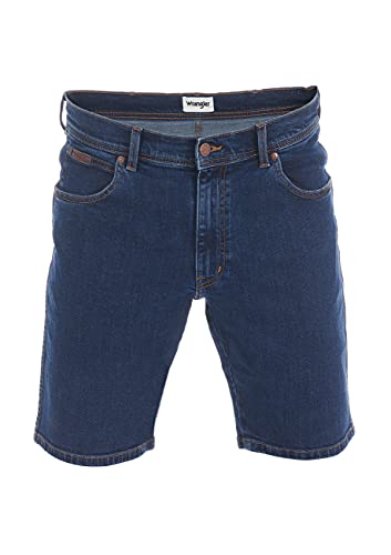 Wrangler Herren Jeans Short Texas Kurze Stretch Shorts Regular Fit Baumwolle Bermuda Sommer Hose Blau Schwarz w30 w31 w32 w33 w34 w36 w38 w40, Größe:W 33, Farbe:Blue Chip (W11CLQ46A)