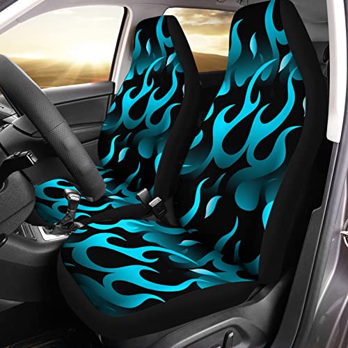 351 2 Stücke Auto-Zubehör 3D-Druck Mit Blauer Flamme Auto Sitzbezug Premium Design Innenraum Sitzschoner Universell Passende Autositz Schonbezug Für Fahrzeuge, Autos, Suvs, 52X138Cm