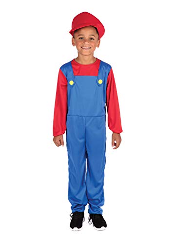 Bristol Novelty CC290S Klempner Mate Boy (S) Kostüm, blau, rot, 4-6 Jahre