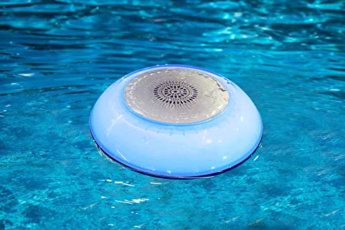 AdLuminis LED Akku Poolbeleuchtung Mit Bluetooth Lautsprecher | Verschiedene Lichteffekte Mit Farbwechsel | Lautsprecher Wasserdicht | Schwimmend Als Pool-Leuchte Oder Mit Erdspieß als Garten-Leuchte