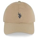 U.S. POLO ASSN. Herren Cotton Adjustable Curved Brim Baseball Cap with Embroidered Small Pony Logo Baseballkappe, beige, Einheitsgröße
