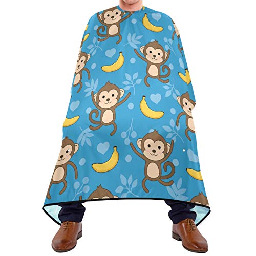 Shaving Beard Hairdressing Haircut Capes - Cute Cartoon Animals Affe Professional Waterproof with Snap Closure Adjustable Hook Unisex Hair Cutting Cape