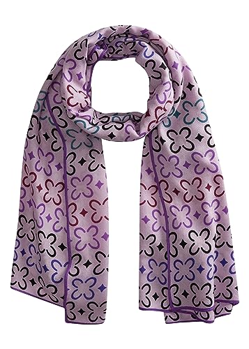 Codello gewebter Damen Schal aus Wolle mit Monogramm-Muster Farbe lila