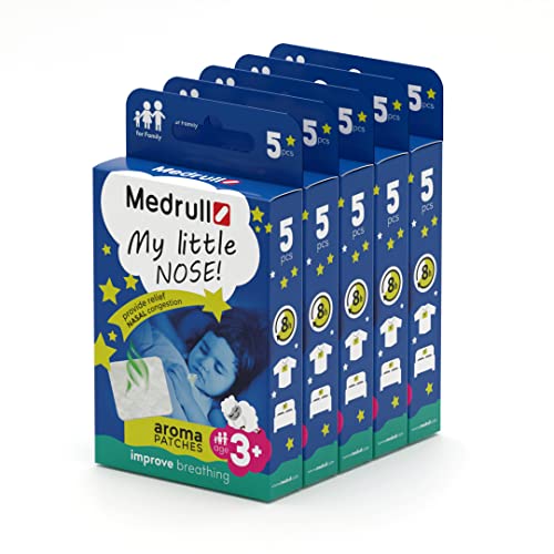 Medrull Aromatisches Pflaster mit Balsam zum Schutz der Nase Verbessert die Nasenatmung mit laufender Nase Vorbeugung gegen Erkältungen - Inhalator für Kinder und Erwachsene - Aroma Pflaster 5 Boxen