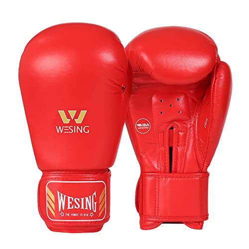 Wesing Boxhandschuhe, Aiba geprüft, Leder - rot - 340,2 g (12 oz)