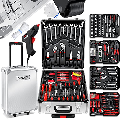 Masko® 969 tlg Werkzeugkoffer Werkzeugkasten Werkzeugkiste Werkzeug Trolley Profi 969 Teile Qualitätswerkzeug Silber