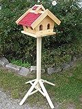 Vogelhaus mit Ständer-(V10+S1)XXL Rot-Vogelhäuser Vogelfutterhaus Vogelhäuschen-aus Holz-DHL Schreinerarbeit-