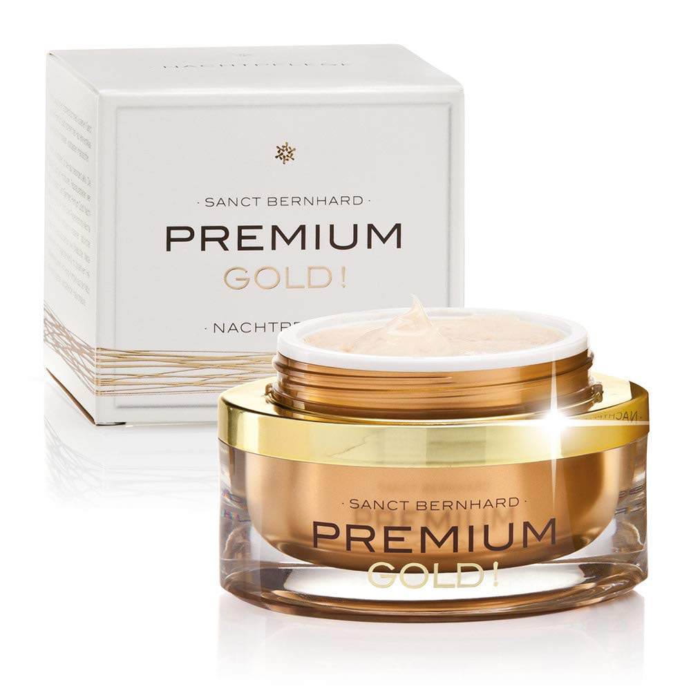 Sanct Bernhard Premium Gold! Nachtpflege mit 24-karätigem Goldpulver, Sheabutter, Makadamiaöl 50 ml