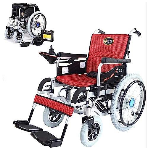 Tragbarer faltbarer elektrischer Rollstuhl für Erwachsene, Premium All Terrain Rollstuhl mit 500W Dual Motor, 28,8" großes Hinterrad, 360° Joystick, Gewichtskapazität 100Kg, manueller elektrischer Sch