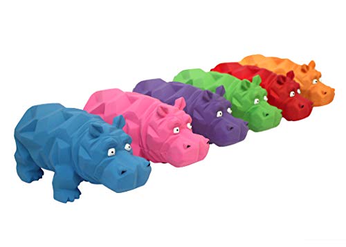 Multipet Origami-Hundespielzeug, Latex, Nilpferd, 20,3 cm, verschiedene Farben, 3 Stück