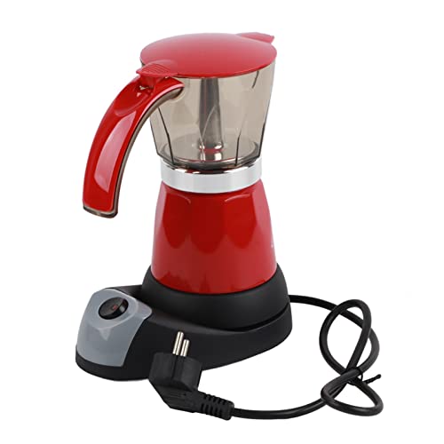 Italienische Kaffeemaschine, 480 W, 300 ml/6 Tassen, elektrische Moka, abnehmbare Küchenkaffeemaschine, Aluminium(rot)