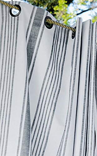Linder 513/BG/375FR/145 Vorhang Wallet Leinwand-Matratze mit Ösen, Polyester/Baumwolle Weiß/Grau 145 x 265 cm