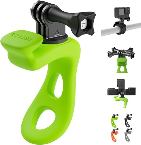 TELESIN Multifunktionale flexible Silikonring-Lenker-Fahrradhalterung für GoPro, Insta360, DJI und andere Action-Kameras (grün)