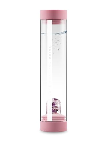VitaJuwel Sana - Karaffe aus Glas mit Edelsteinen (Wassersteine, Heilsteine) zur Belebung von Trinkwasser (WELLNESS, blossom rose)