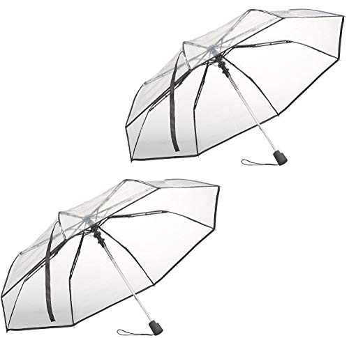 Carlo Milano Schirm: 2er-Set Automatik-Taschenschirm mit transparentem Dach, Ø 100 cm (Schirm transparent)