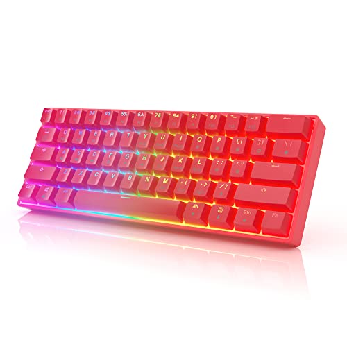 HK Gaming GK61 mechanische 60 Prozent Tastatur | 61 programmierbare Tasten mit RGB Beleuchtung | Kompatibel mit Windows PC & Mac | QWERTY Layout | Hotswap Gateron Optical Black Switches | Rot