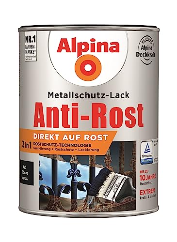 Alpina Metallschutz-Lack Anti-Rost 2,5 l, schwarz, matt