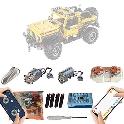 Für Lego Technic Jeep Wrangler 42122 Motor und Fernbedienung Upgrade Kit, Fernbedienung und APP-Steuerung, programmierbar, Kompatibel mit Lego 42122 Bausteinen Modell(Nicht Enthalten Modell)