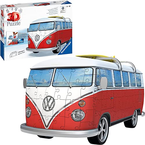 Ravensburger 3D Puzzle Volkswagen T1 - 3D Puzzle für Erwachsene und Kinder ab 10 Jahren, VW Bulli Modellauto, Modellbau ganz ohne Kleber