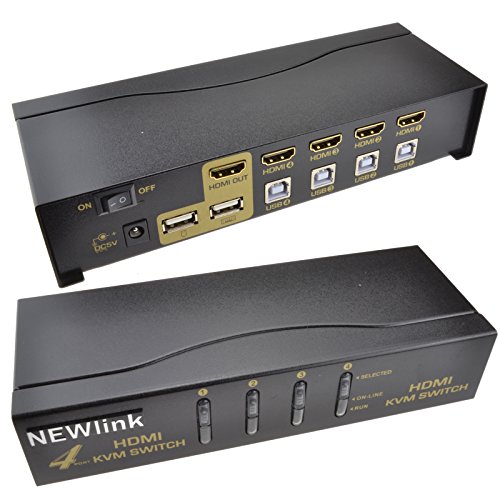 kenable Newlink KVM 4 Port USB HDMI Umschalter Kontrolle 4 PCs Mit 1 Tastatur Maus