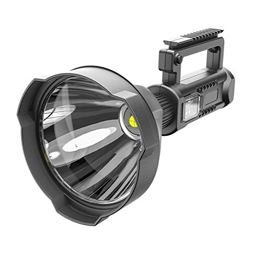 Milageto Wiederaufladbarer LED Handscheinwerfer Superhelle Leistungsstarke LED Taschenlampe Suchscheinwerfer Taschenlampe Wasserdicht mit 4 Lichtmodi - W591 ohne Sockel