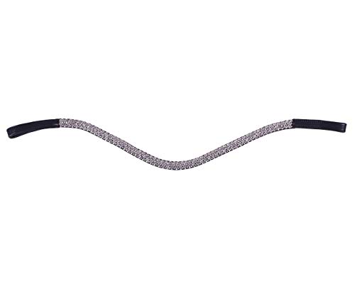 QHP Leder Stirnband Verbena schwarz mit silbernen Strasssteinen (Vollblut)