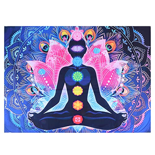 Gaeirt Sieben Chakra Wandteppich, Yoga Meditation Böhmische Mandala Wandbehang, Indische Mandala Meditation Zen Yoga Tie Dye Wandteppich, für Schlafzimmer Wohnzimmer Wohnheim 3 Größen(230 * 180cm)