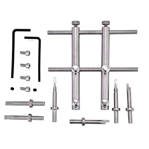 Werkzeug zum Entfernen von DSLR-Kameraobjektiven, professioneller Edelstahl-DSLR-Objektivschlüssel mit zwei Spitzen, 10-100 mm Objektivreparatursatz mit 6 Schäften, 6 Schrauben und 2 Sechskantschlüsse