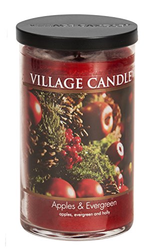 Village Candle Apples & Evergreen 24 oz Large Tumbler Duftkerze, rot