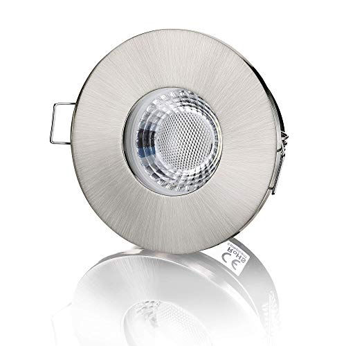 lambado® Premium LED Spots IP65 Flach für Badezimmer in Edelstahl gebürstet - Moderne Deckenstrahler/Einbaustrahler für Außen inkl. 230V 5W Strahler warmweiß dimmbar - Hell & Sparsam