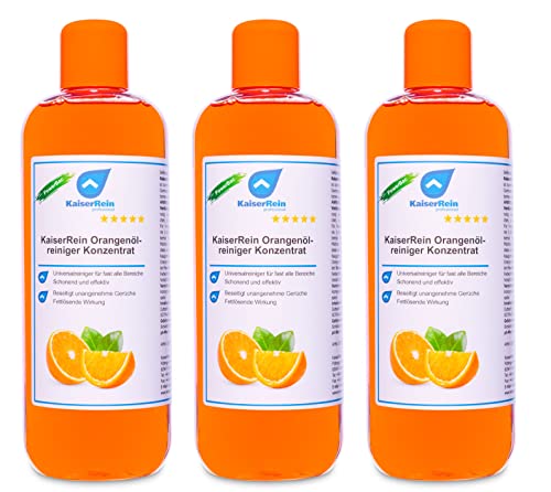 KaiserRein Orangenölreiniger 3x500 ml Konzentrat Orangenreiniger, Orangen Öl, Orangenöl-Reiniger I Allzweckreiniger I Universalreiniger I Fettlöser