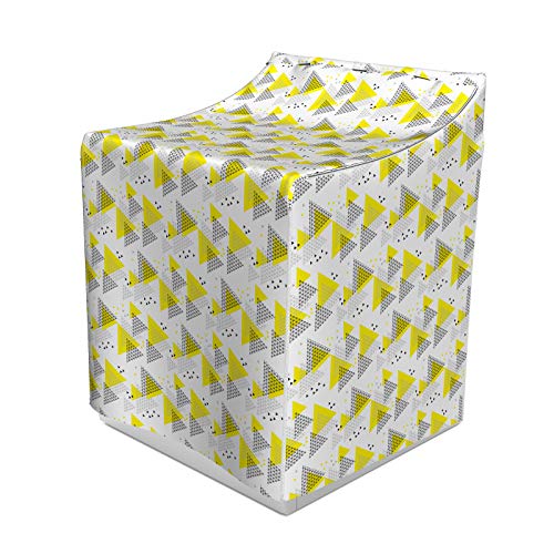ABAKUHAUS Geometrisch Waschmaschienen und Trockner, Moderne geometrische Gestaltung mit einem Tech Layout-Raster und Triangular Stil, Bezug Dekorativ aus Stoff, 70x75x100 cm, Yellow Koksgraue