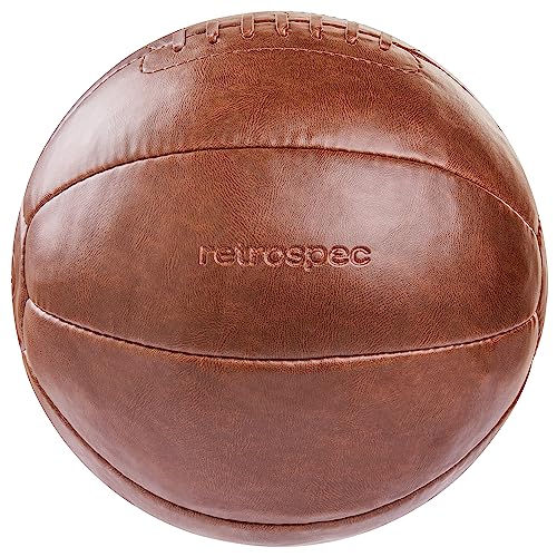Retrospec Core Weighted Medizinball 7,3 kg, 100% Leder mit stabilem Griff für Krafttraining, Genesung, Balanceübungen und andere Ganzkörpertraining