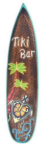 Interlifestyle Deko Tiki Surfboard 100cm mit Tiki Motiv Dekoratives Wandboard für Tiki Bar, Braun