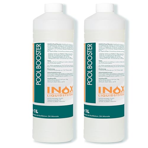 INOX® - Effektiver Pool Booster| Algenvernichter Pool | Flüssiges Algizid für Pool | Desinfizierendes Reinigungsmittel gegen Algen | Hochwirksames Algizid Pool flüssig (2, 1L)