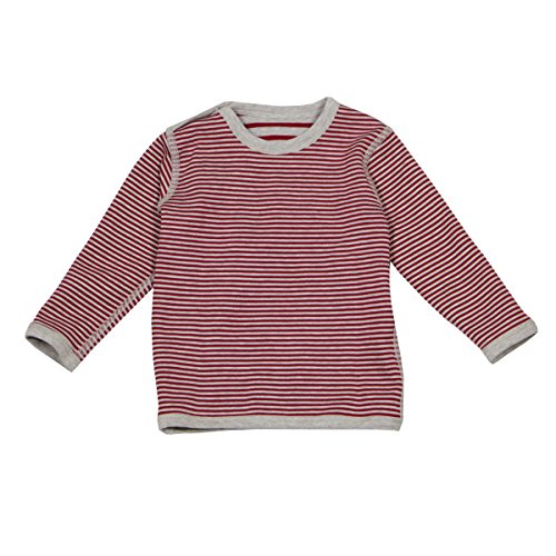 Leela Cotton Unisex Kids Wendelangarmshirt, Ziegelrot/beige-Melange T-Shirt, 116