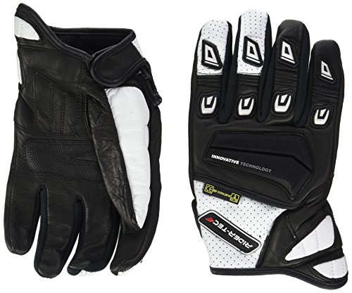 Rider-tec Handschuhe Moto Sommer und Zwischensaison Leder rt4303-bw, schwarz/weiß, Größe XXL