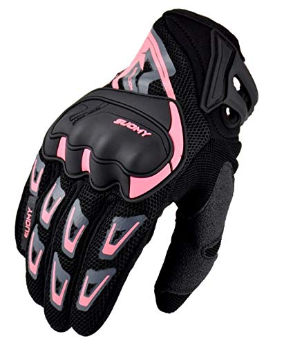 LITOSM Motorrad Handschuh Motorradhandschuhe Frauen Männer Sommer Atmungsaktive rosa Touchscreen Moto Handschuhe für Motocross Motorrad Rennfahrzeuge Guantes Flexible (Color : Pink, Size : L)