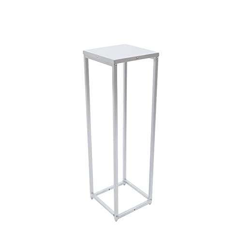 ETHEDEAL Blumenständer Silbrig Für Hochzeit - 100cm Hoch Quadrat Blumensäule Bodenvase, Silbrigvasen Pflanzenständer für Party Wohnzimmer Home Decor