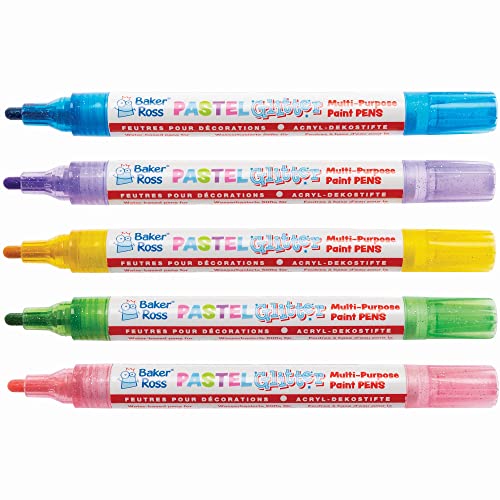 Baker Ross Glitter Acrylstifte in Pastell Farben - 5er Pack, Bastelbedarf, Acrylstifte und Malstifte für Kinder (FC332)